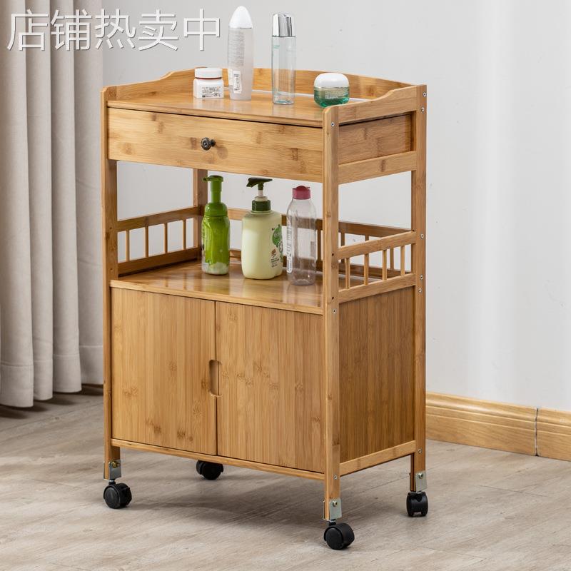 r^竹制美容小推车置物架美容院工具车三层美发美甲店储物柜实