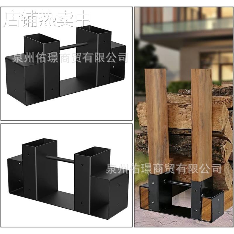 跨境现代铁艺柴火架室内户外储存木柴堆放置物架可调节壁炉木头架