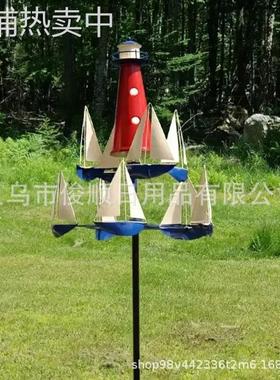 跨境独立帆船风 车独特造型园林摆件风车 新品风车帆船款式独立站