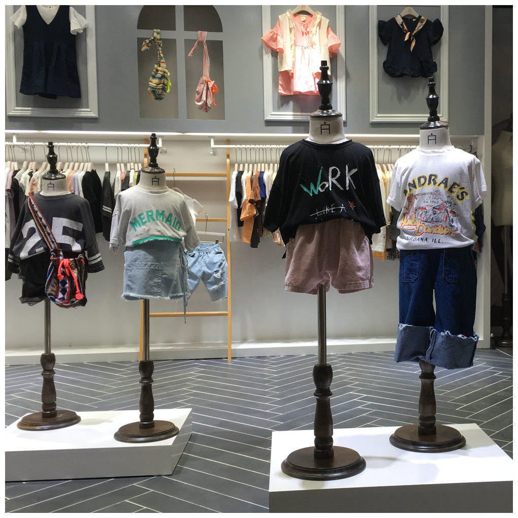 复古实木儿童模特童装小孩模特道具半身包布模特架服装店2-8岁