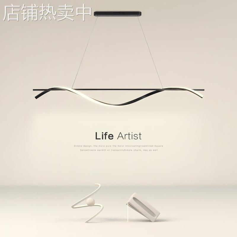 餐厅吊灯现代简约创意个性北欧LED长条餐桌吧台设计师办公室灯具