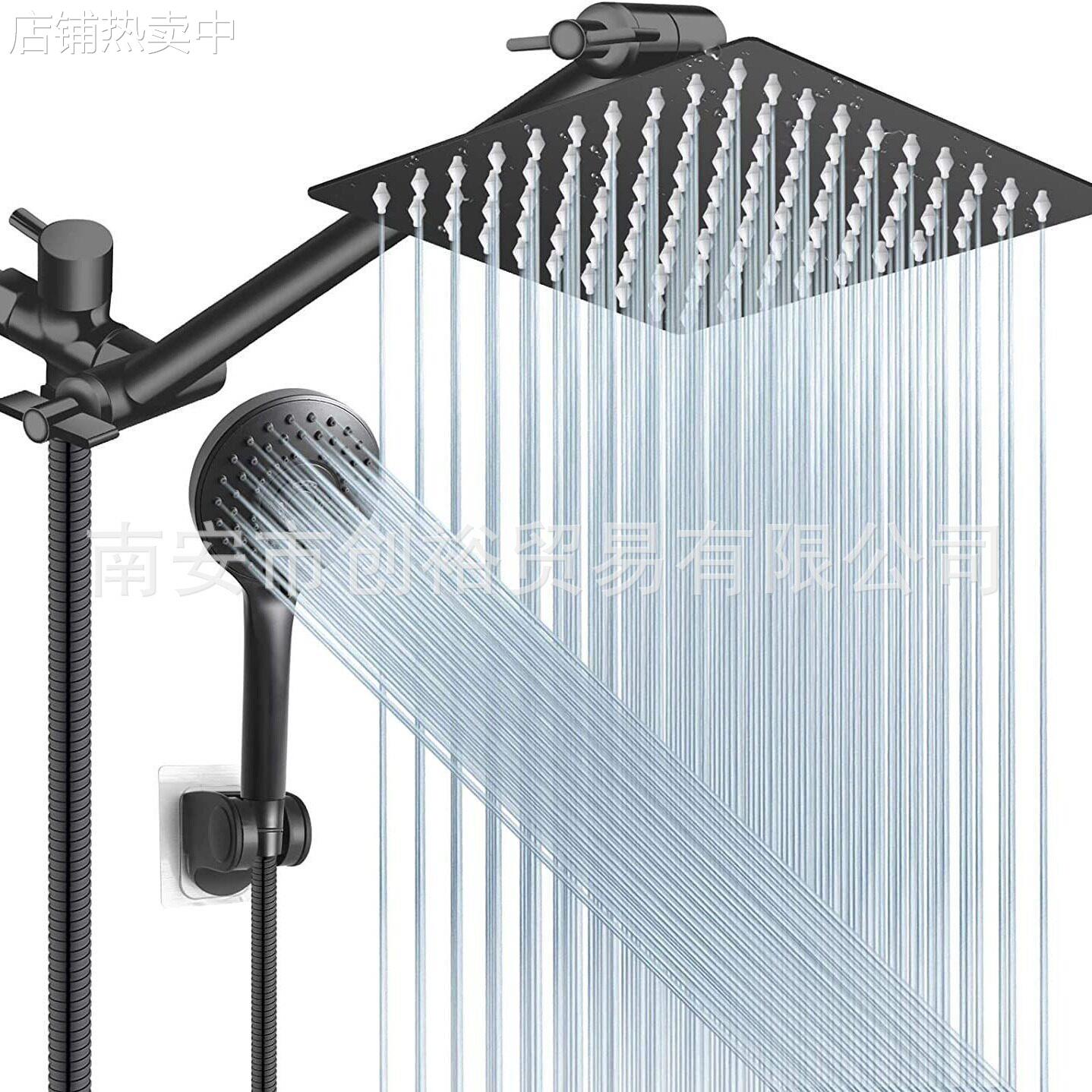 跨境热卖不锈钢压淋浴花洒顶喷淋浴喷头五功能手持花洒套装组合