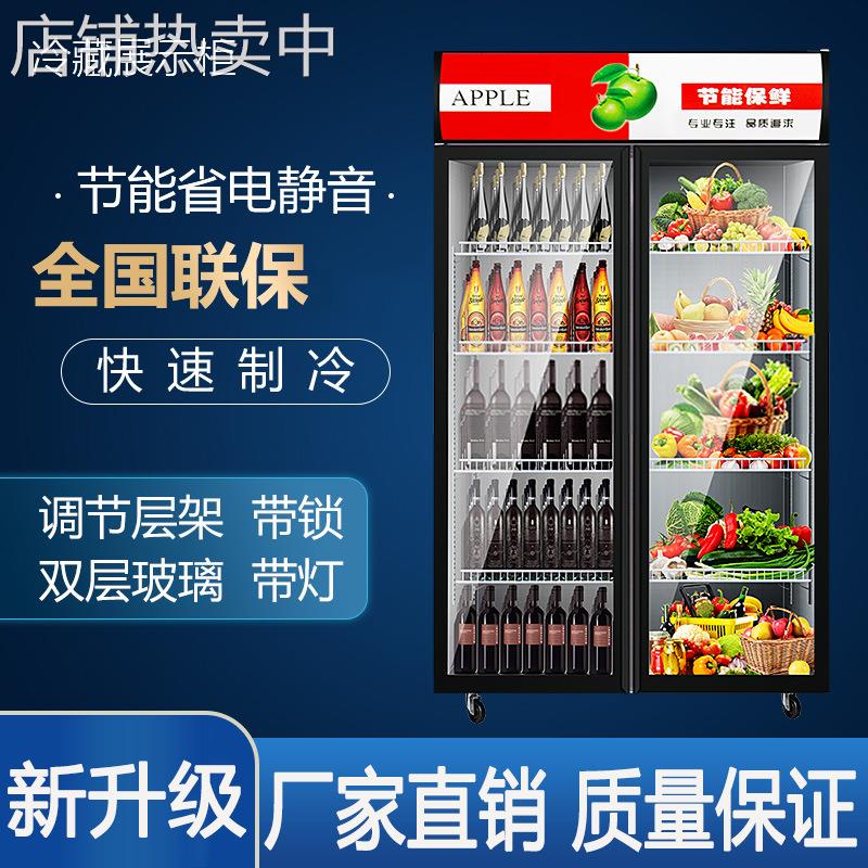 冷藏展示柜商用保鲜柜立式饮料啤酒冰柜水果蔬菜单双开门超市冰箱