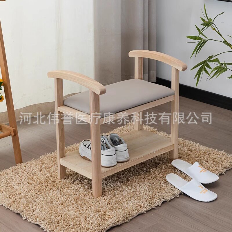 实木换鞋凳双层进门鞋柜橡胶木家用坐凳软包凳子入户穿鞋凳厂家
