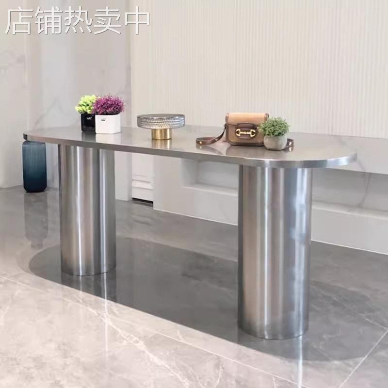 服装店流水台中岛台工业风不锈钢陈列道具中间摆放包包饰品陈列