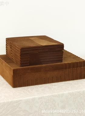 现代简约植绒几何收纳盒盒卧室梳妆台首饰盒样板间软装饰品摆件