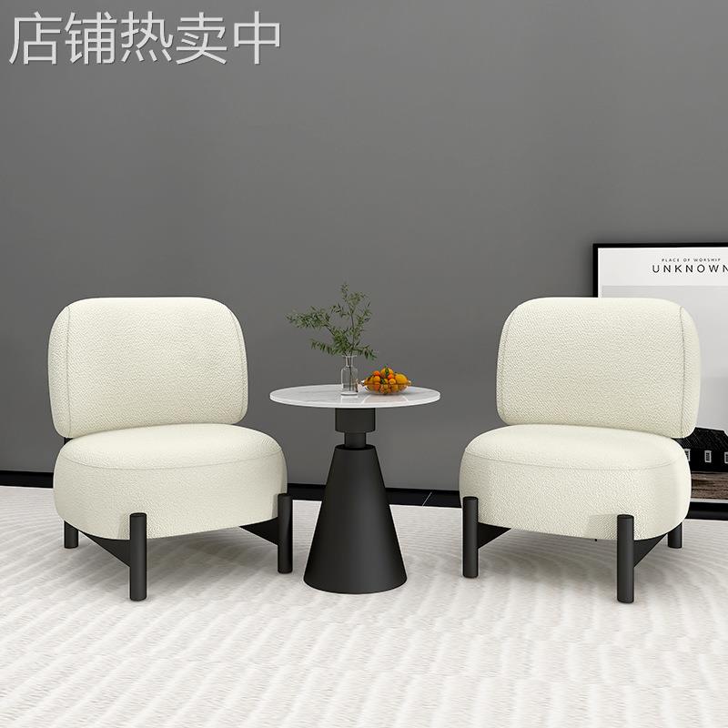 现代布艺沙发现代简约客厅单人小户型民宿休息区接待极简休闲椅子