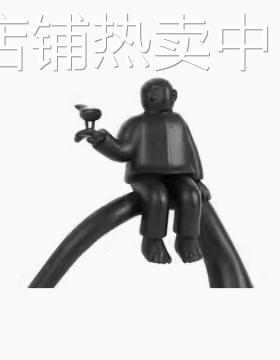 现代侘寂艺术人物和小鸟黑白抽象创意等风来书房家居艺术树脂摆件