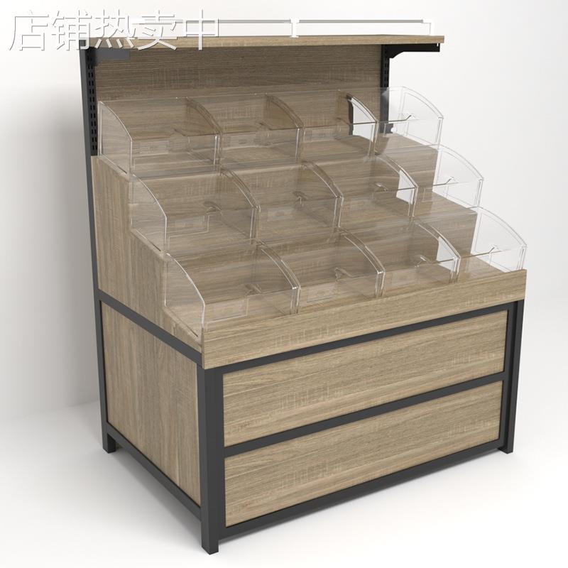 商场干货货架散装花茶展示架木质货架永辉超市散装零食货架展示柜