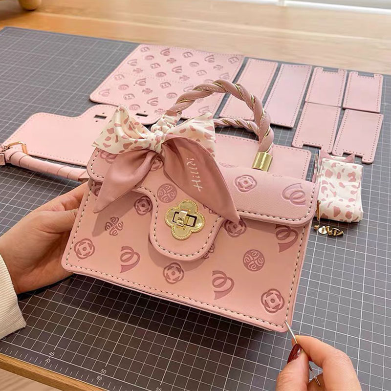 手工编织包包材料包手缝自制小方包手织樱花斜挎包送女友礼物diy