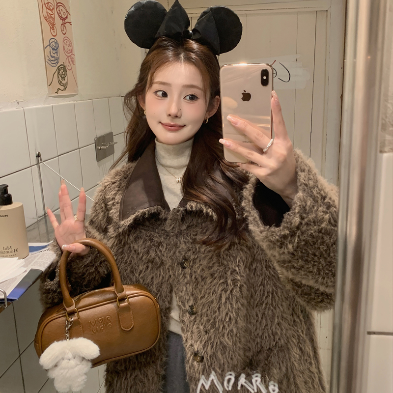 双面穿羊羔毛皮毛一体外套女秋冬季2024新款加厚复古环保皮草大衣