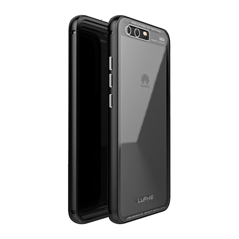 Luphie iGlass Airframe Aluminum Bumper Air Barrier Tempered Glass Back Case Cover for Huawei P10 & Huawei P10 Plus