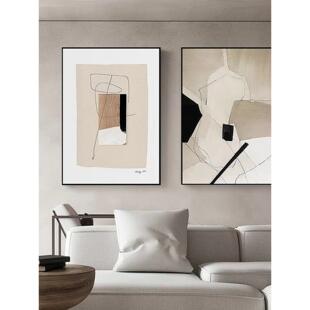 北展风格现代简约黑白灰抽象艺术客厅装饰画斯堪的纳维亚原木风格