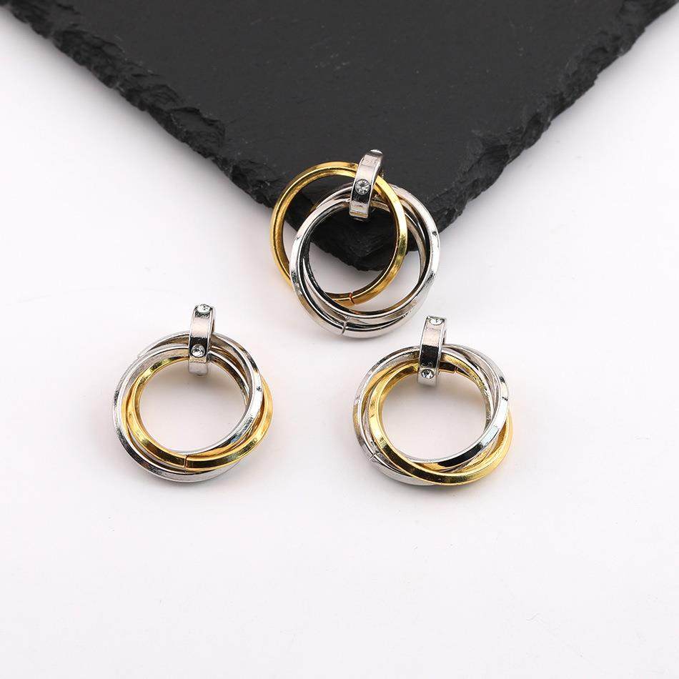 冷淡风嘻哈方形几何三环合金吊坠手工自制项链挂件饰品小配件