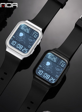 SANDA方块潮酷太空人个性手表男女运动防水多功能中小学生电子表