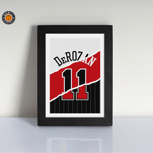 篮球明星德罗赞球衣拼接号码实木相框球迷周边用品创意生日礼物男