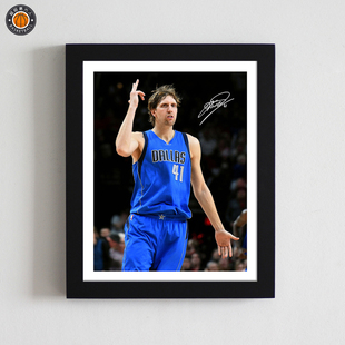 10寸诺维斯基签名款实木装饰相框篮球明星照片墙桌摆球迷周边用品