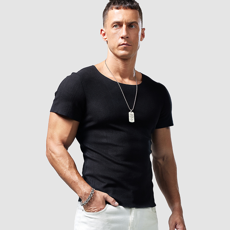 保暖德绒修身无痕内搭秋冬短袖男