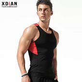 运动背心男跑步健身速干透气跨栏训练弹力修身 潮 健美紧身衣服夏季