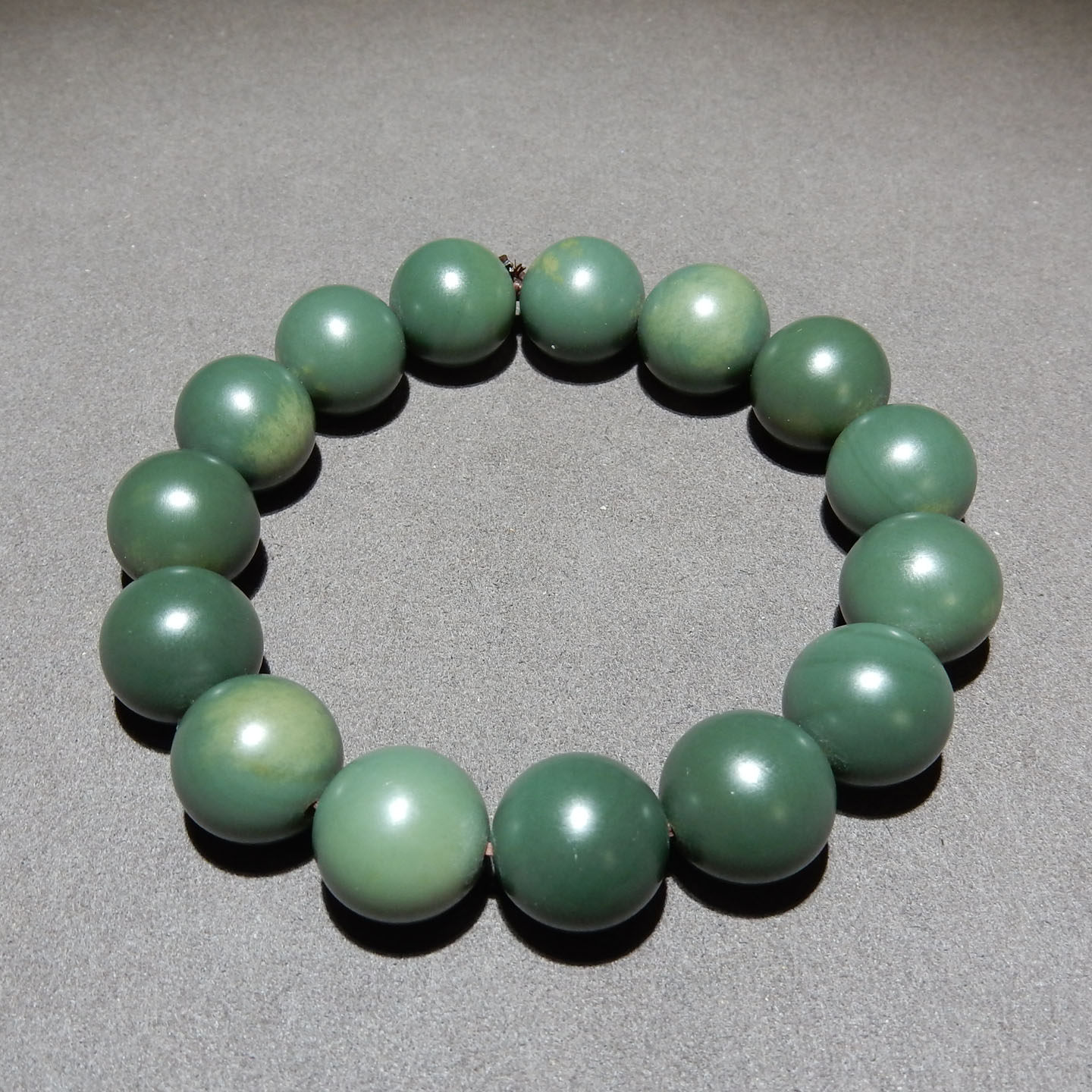 新疆和田玉沙枣青籽料手串 14mm 圆珠 天然玉石手链男女文玩饰品