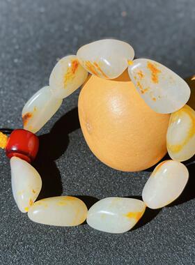 新疆和田玉白玉籽料原石手串 随形玉石手链 男女款文玩手串