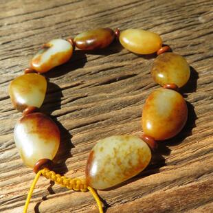 文玩手串 男女款 新疆和田玉白玉籽料原石手串 随形玉石手链