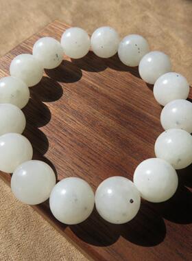 新疆和田玉黑山料白玉底点墨青花手串手链 带证书