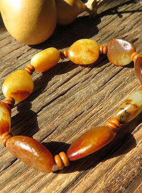 新疆和田玉白玉籽料原石手串 随形玉石手链 男女款文玩手串