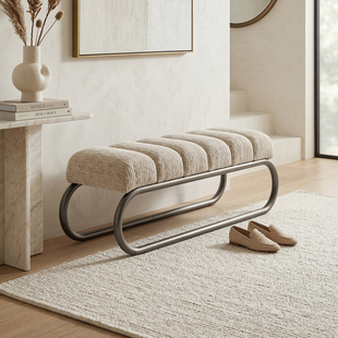 凳高级感设计师客厅沙发凳长条凳沙发凳子休息长凳 侘寂风实木换鞋