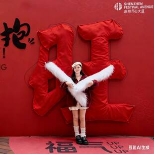 景区户外装饰春节新年福字福报打卡墙面美陈商场商业街布置摆件