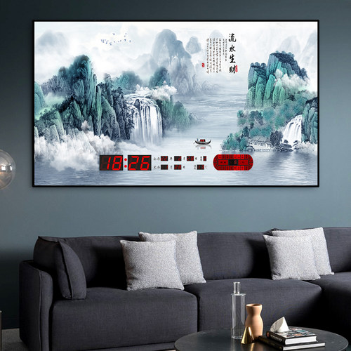 康巴丝新中式山水画钟2025年新款