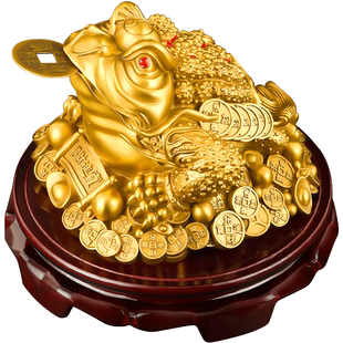 金蟾摆件开业2026新款金蝉吧台店里小人金蟾蜍金色聚宝盆摆件