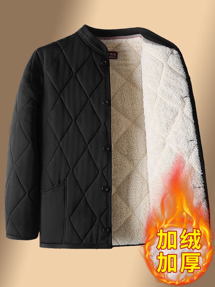 中老年人棉衣男爸爸冬季外套防寒加厚棉袄爷爷保暖加绒羊羔绒棉服