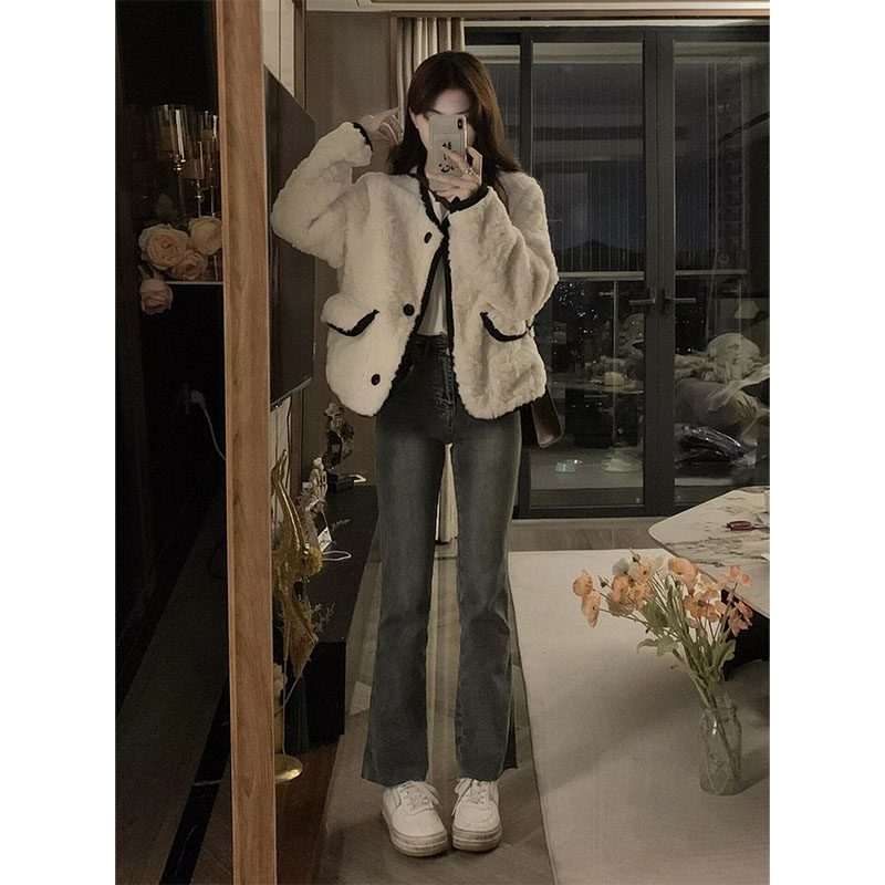 秋冬慵懒风高级感毛茸茸大衣外套