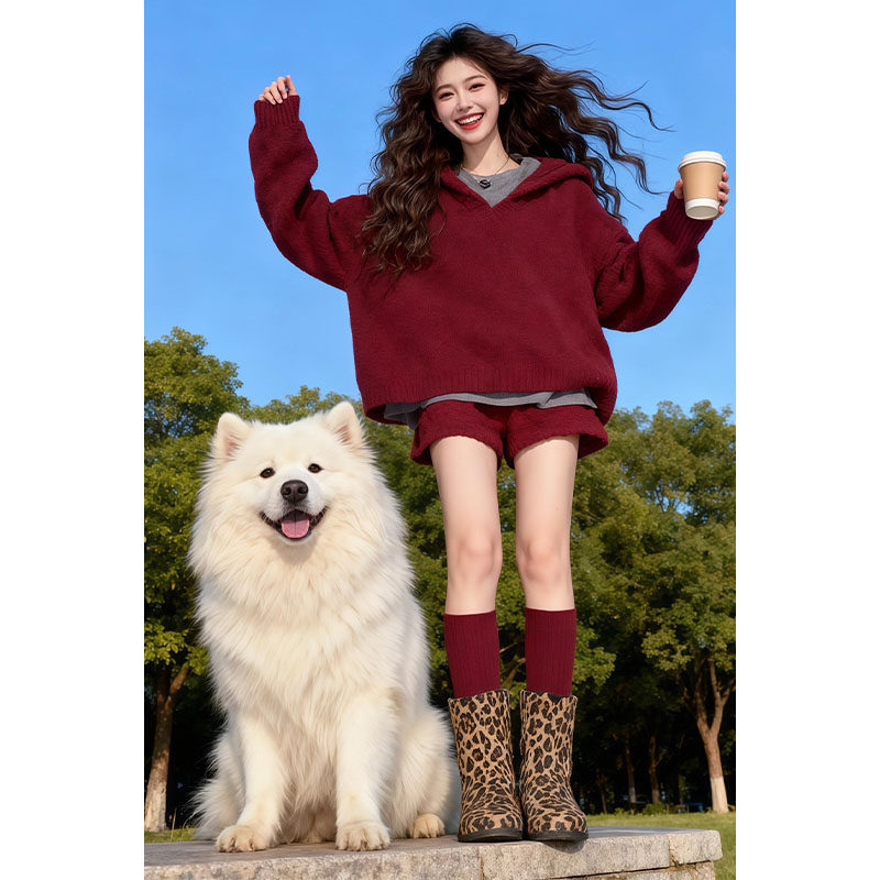 2026超火冬装一整套独特漂亮慵懒风软糯毛衣休闲短裤时尚两件套装,女装/女士精品,大码套装,淘宝优惠券,粉丝福利购,淘宝优惠卷