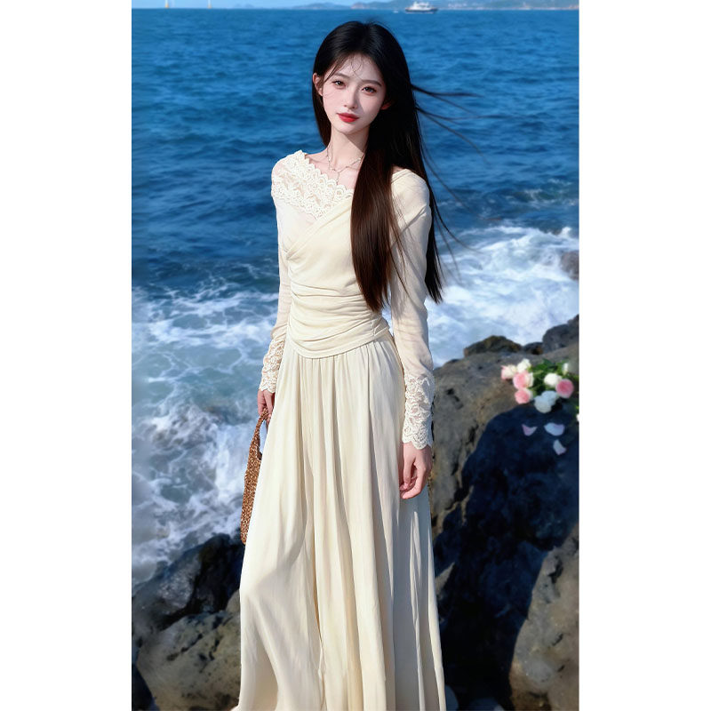 韩系绝美2026超火秋冬气质针织蕾丝拼接上衣半身裙时尚两件套装女,女装/女士精品,大码套装,淘宝优惠券,粉丝福利购,淘宝优惠卷