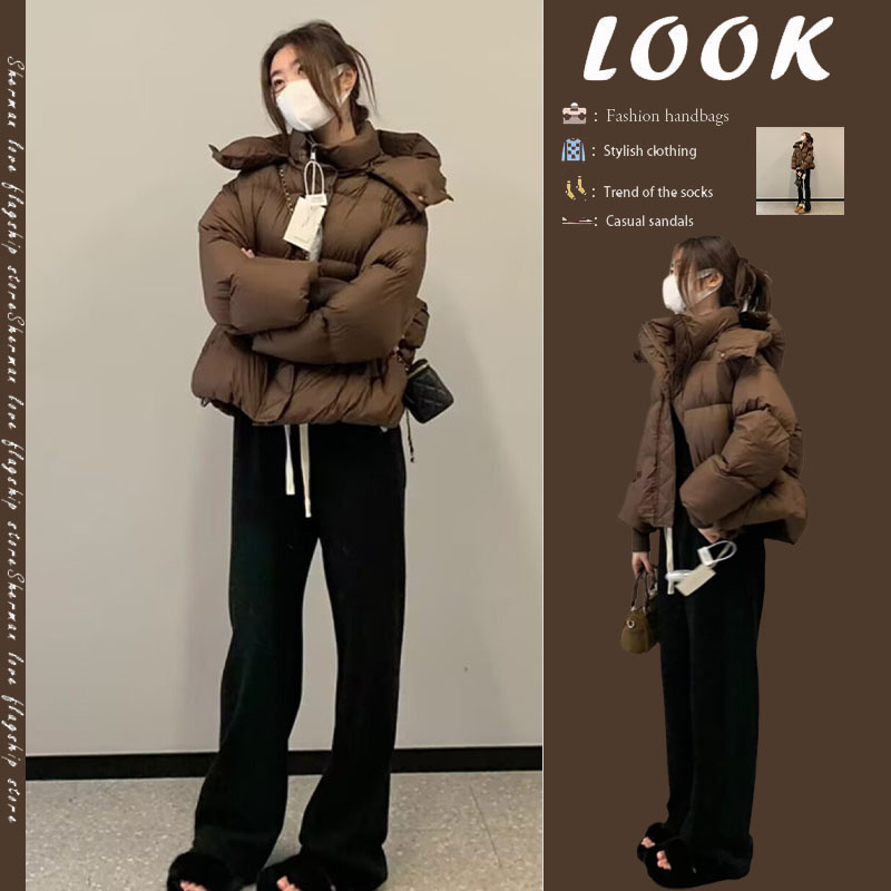 俏丝蔓2024新款羽绒棉服女短款