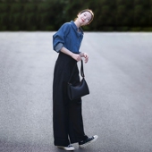 春秋搭配一整套小个子网红爆款 女 两件套装 今年流行牛仔衬衫 休闲裤