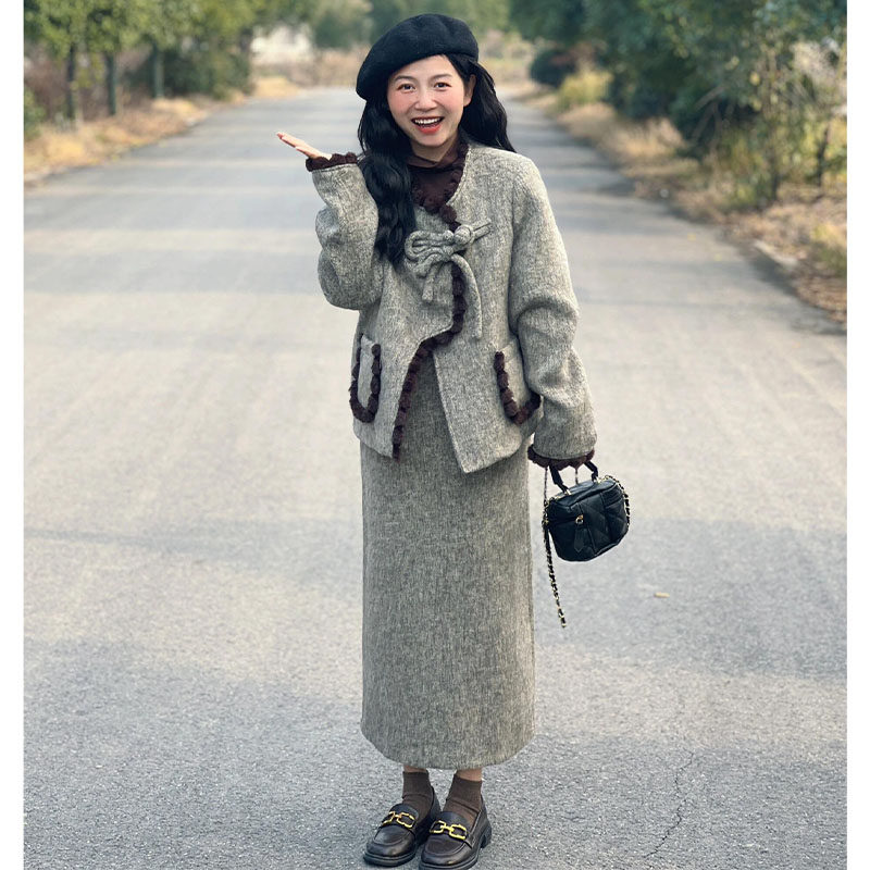 秋冬法式小香风粗花呢长袖短外套包臀半身裙时尚高级感两件套装女,女装/女士精品,时尚套装,淘宝优惠券,粉丝福利购,淘宝优惠卷