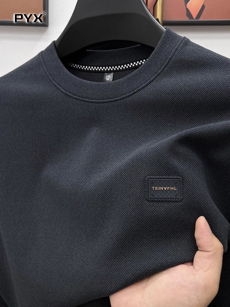 高端圆领卫衣男士长袖t恤2025新款春秋冬季磨毛打底衫男款上衣服