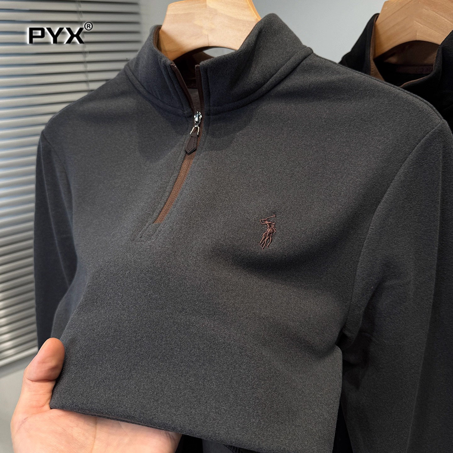 高端磨毛德绒打底衫男士2025新款秋冬季半拉链长袖T恤男卫衣男款