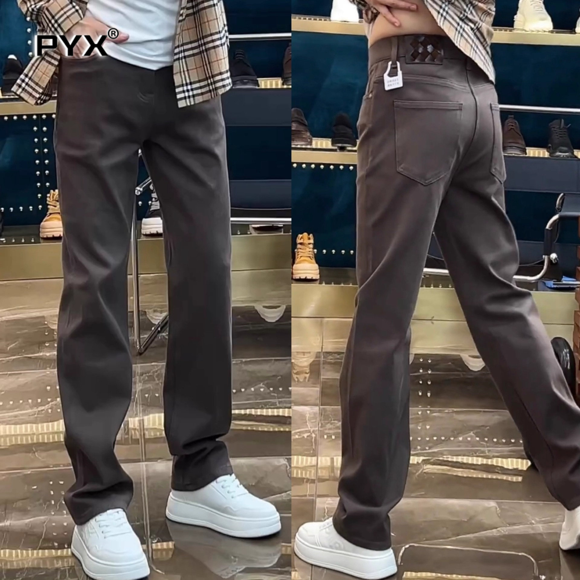 高端咖色牛仔裤男士2025新款秋冬季加厚男裤宽松直筒长裤子男款潮