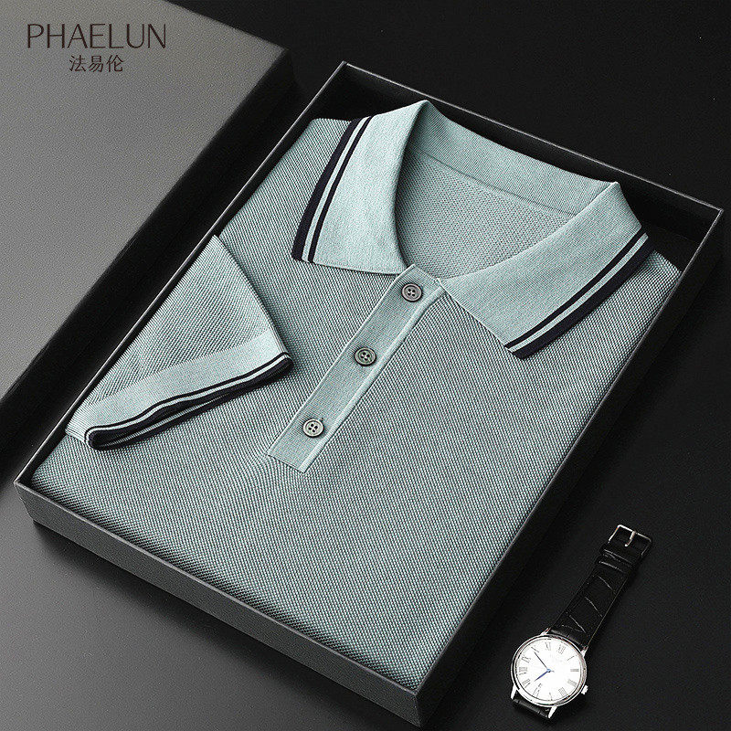 轻奢定制款！高端针织POLO衫男短袖夏季薄透气珠地棉保罗翻领T恤