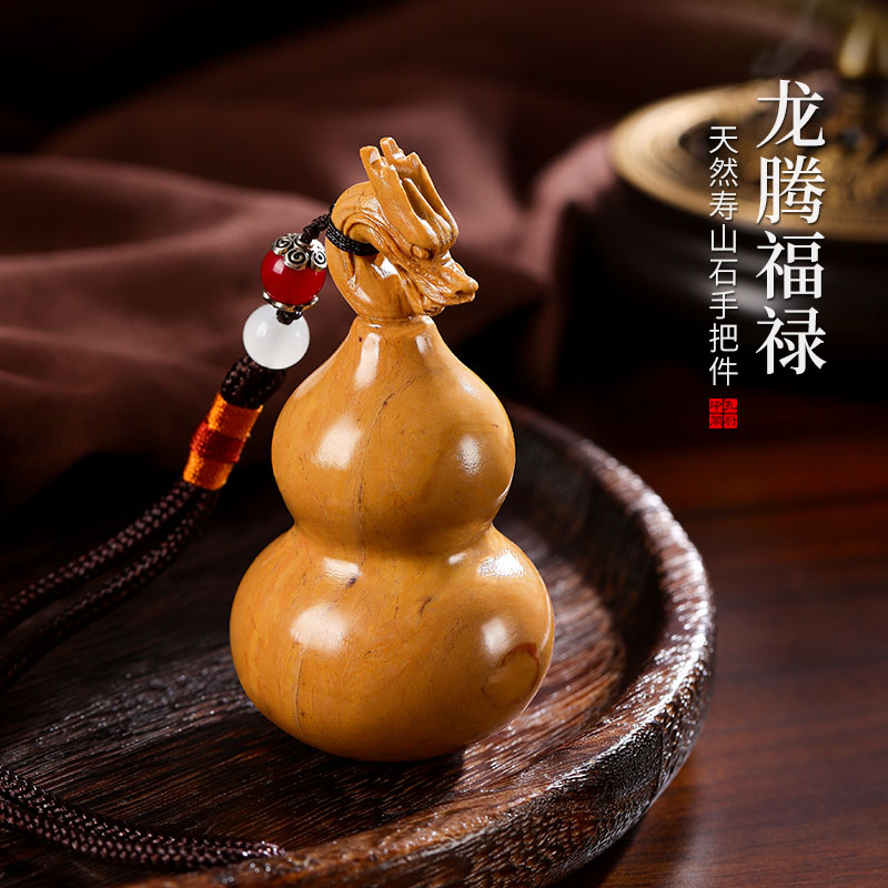 寿山石招财福禄手把件祥龙葫芦桌面摆件装饰品送朋友解压盘玩礼物