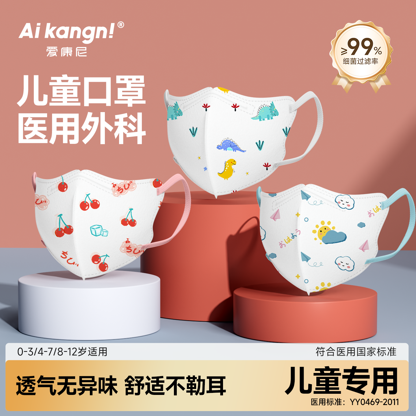 儿童口罩医用外科男女孩上学专用