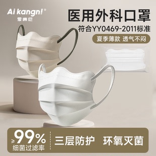 薄款 蝶形显脸小 透气口罩夏季 医用外科一次性医疗女高颜值2024新款