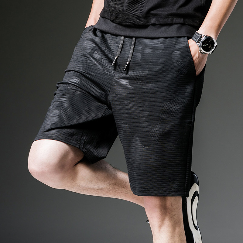 男士冰丝短裤潮流夏季超薄款速干宽松休闲沙滩外穿运动中裤五分裤