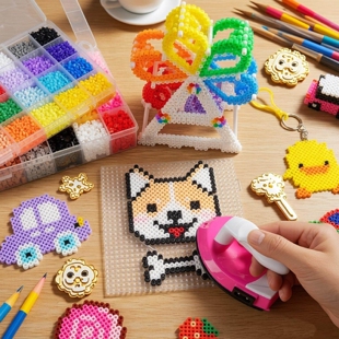 5mm24色拼豆材料包补充装立体拼图融合豆盒装手工儿童玩具拼豆豆