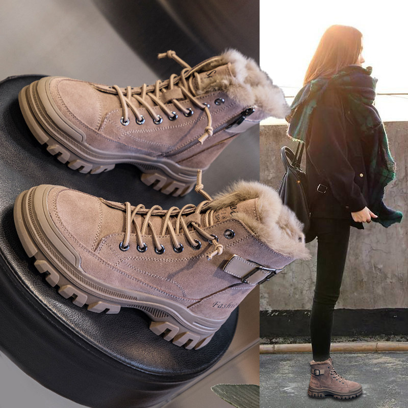时尚雪地靴女冬季加绒加厚2025年新款厚底保暖棉鞋防水防滑马丁靴