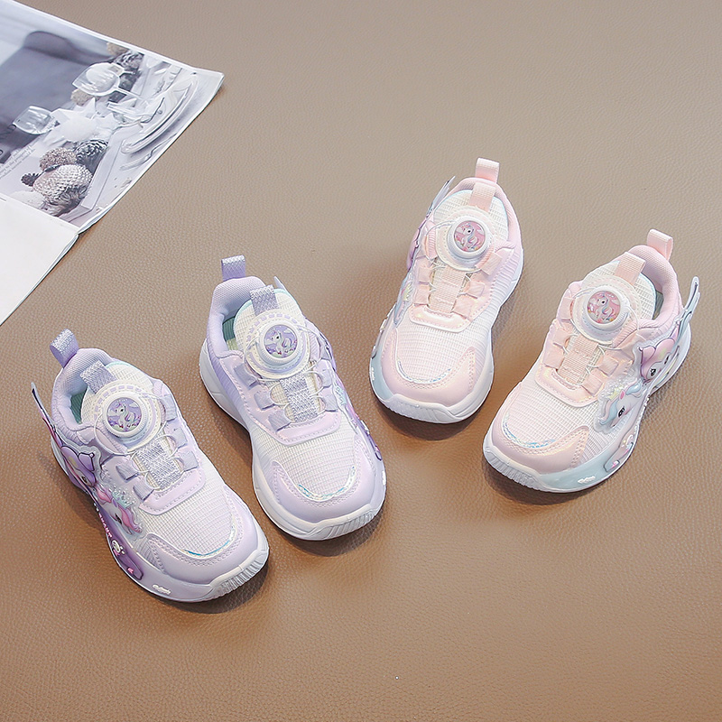 儿童运动鞋透气时尚网面跑步鞋卡通软底软面老爹鞋库洛米洋气发光